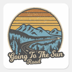 Going To The Sun Road Montana Retro Square Sticker