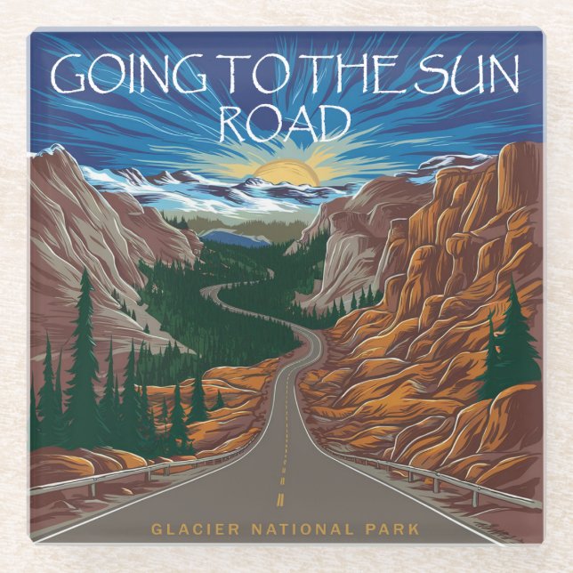 Going To The Sun Road Montana Vista Glass Coaster (Front)