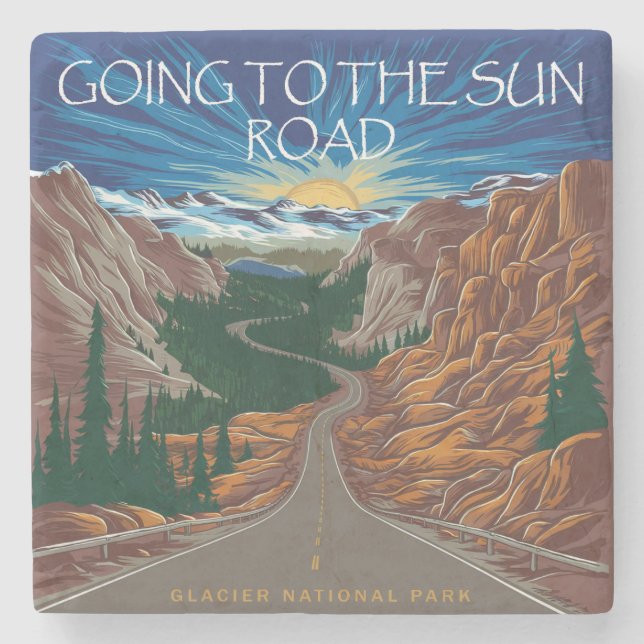Going To The Sun Road Montana Vista Stone Coaster (Front)
