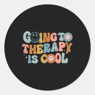 Going To The Therapy Is Cool Retro Feminist  Classic Round Sticker