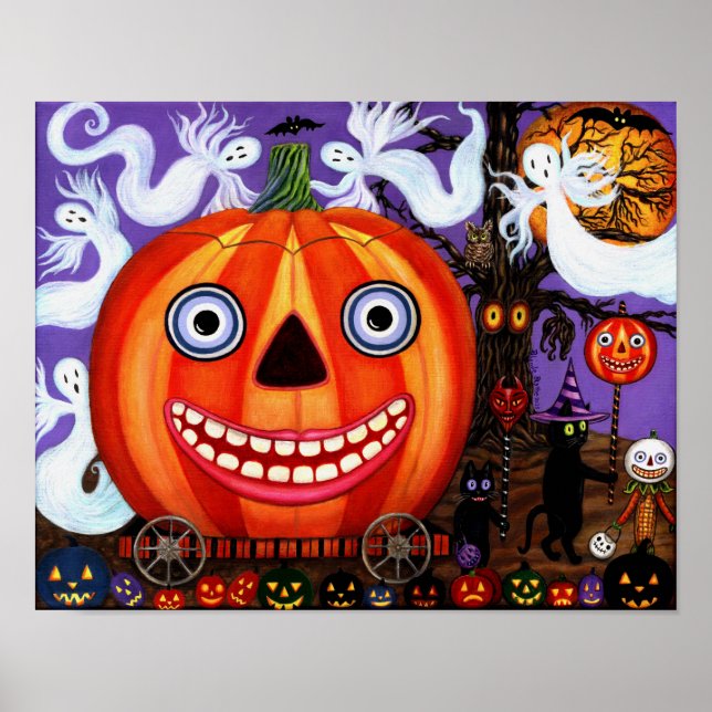 Going Trick-Or-Treating Halloween Pumpkin Ghosts Poster (Front)