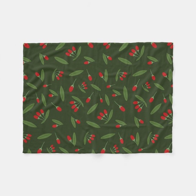 Goji Berries Fleece Blanket (Front (Horizontal))