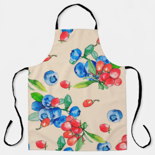 Goji berry and Blueberry watercolor illustration p Apron