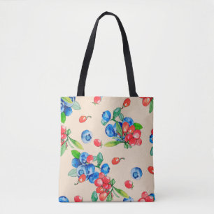 Goji berry and Blueberry watercolor illustration p Tote Bag