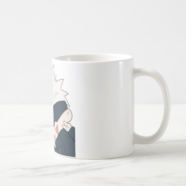 "Gojo Satoru with Adorable Cat Mug" Coffee Mug (Right)