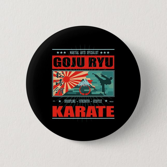 Goju Ryu Karate Kanji  6 Cm Round Badge (Front)