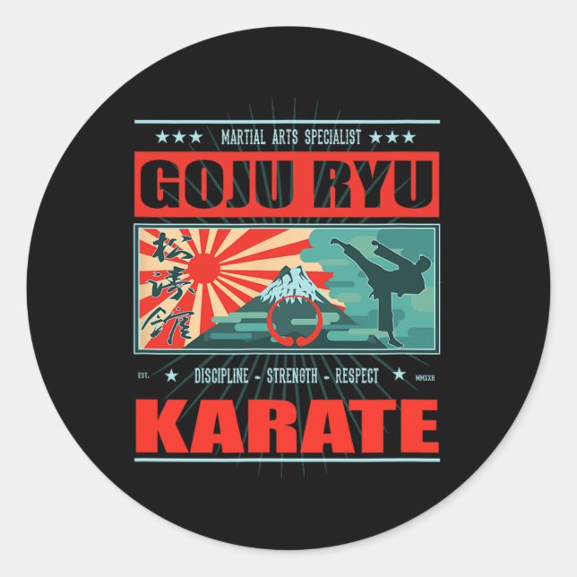 Goju Ryu Karate Kanji  Classic Round Sticker (Front)