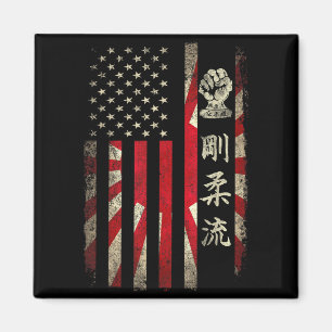 Goju Ryu Karate USA American Japanese Flag Dojo Magnet