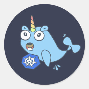 Golang gopher Docker unicorn with Kubernetes Classic Round Sticker
