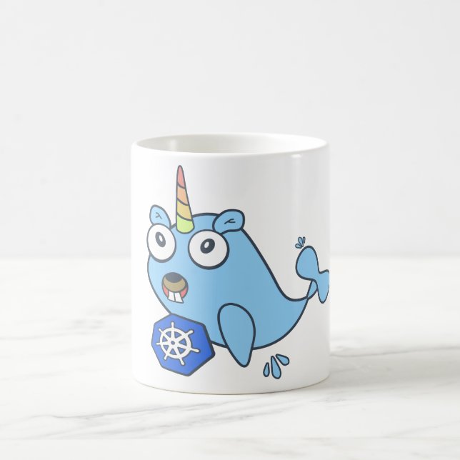 Golang gopher Docker unicorn with Kubernetes Coffee Mug (Center)