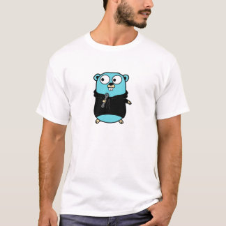 Golang Gopher In Black Hoodie T-Shirt