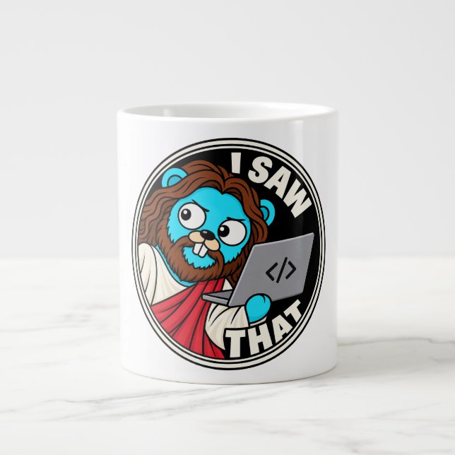 Golang Gopher Jesus meme Large Coffee Mug (Front)