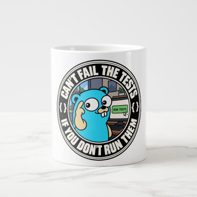 Golang Gopher Test meme Large Coffee Mug (Front)