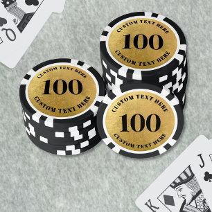 Gold 100 Numbered Poker Chips