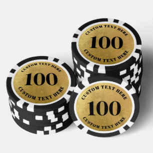 Gold 100 Numbered Poker Chips