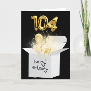 Gold 104th Birthday Balloons In White Box Card