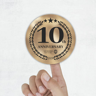 Gold 10th Anniversary Business Logo Sticker