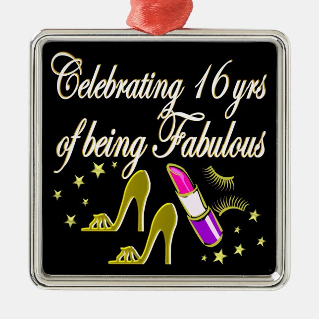 GOLD 16 & FABULOUS DIVA DESIGN METAL TREE DECORATION (Front)