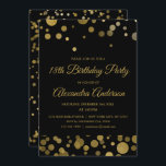 Gold 18th Birthday Party Gold Confetti Invitation<br><div class="desc">Gold Eighteenth Birthday Party Gold Confetti Invitation. The Gold and Black 18th Birthday Party Invitation is perfect for a modern eighteen Birthday Party.</div>