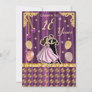 Gold 18th Birthday Step into adulthood in style Invitation