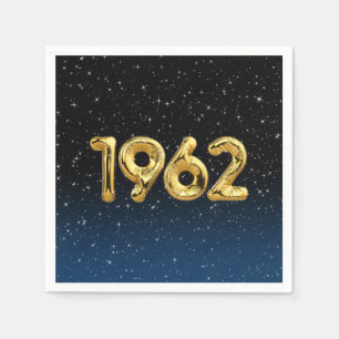 Gold 1962 Birth Year Balloons With Stars Napkins