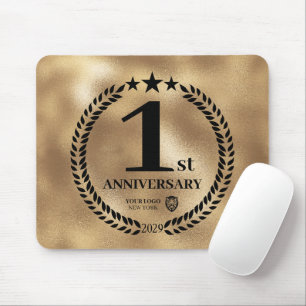 Gold 1st Anniversary Business Logo Commemorative Mouse Mat