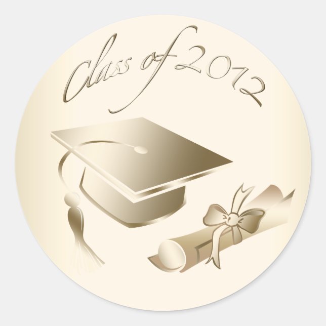 Gold 2012 Graduation Cap & Diploma Seals (Front)