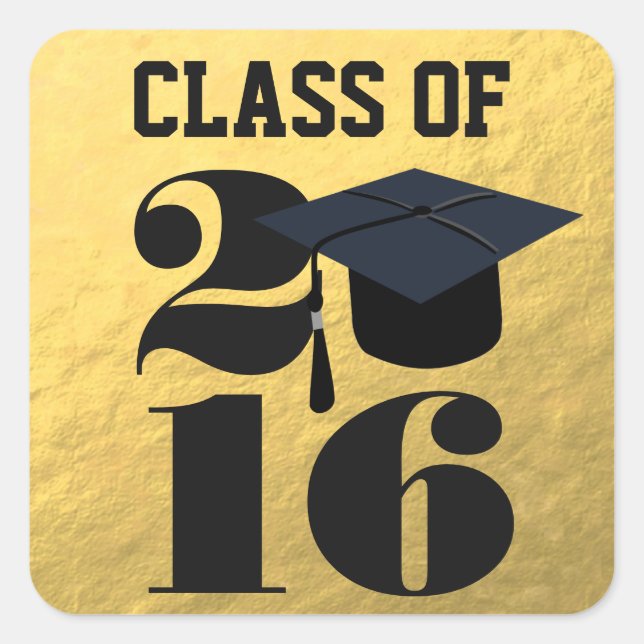 Gold 2016 Grad Cap | Graduation Sticker (Front)