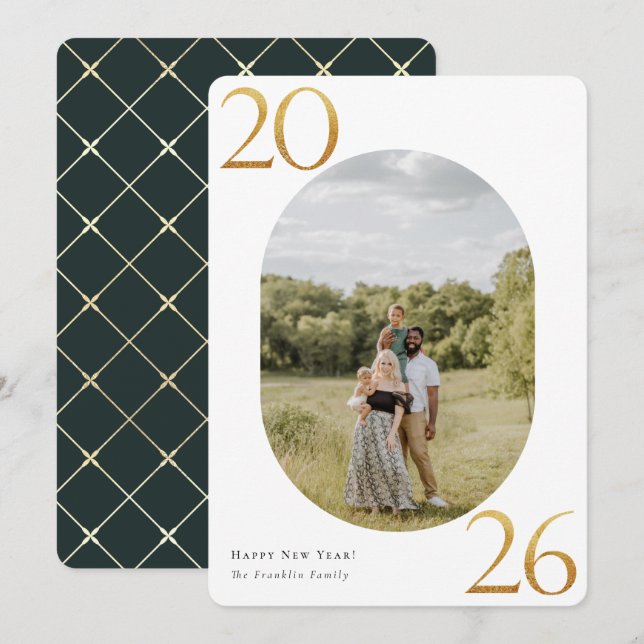 Gold 2024 New Year Photo Holiday Card (Front/Back)