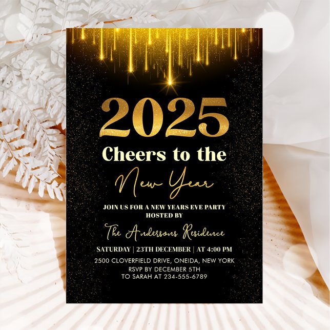 Gold 2025 Cheers New Years Eve Party Invitation (Creator Uploaded)