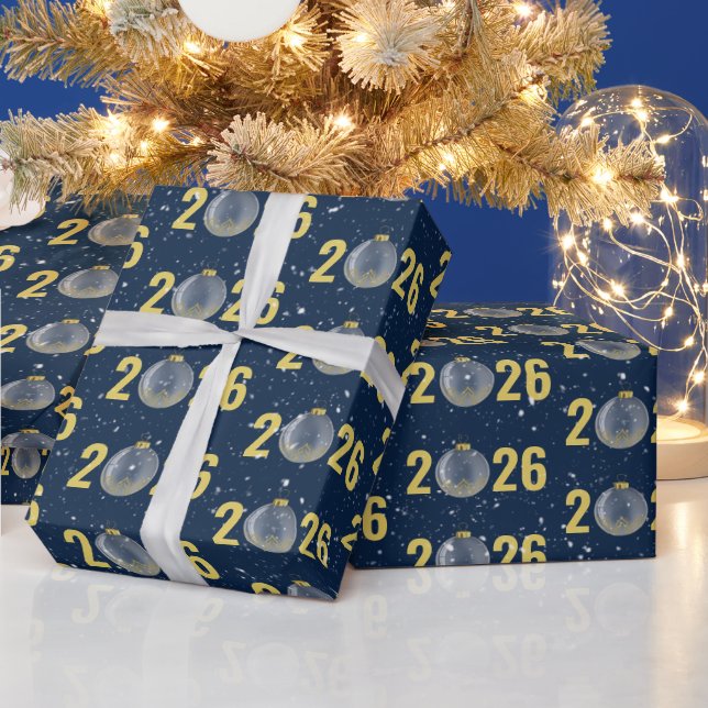 Gold 2025 Christmas Ornament  Wrapping Paper (Holidays)