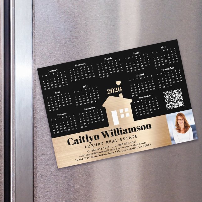 Gold 2026 Calendar Realtor Photo QR Code Magnet (Creator Uploaded)