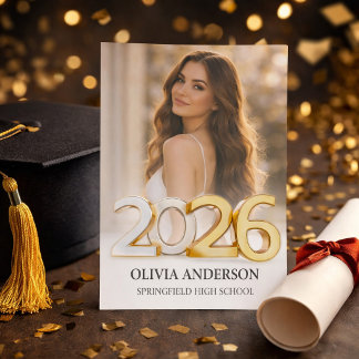 Gold 2026 Photo Graduation  Invitation