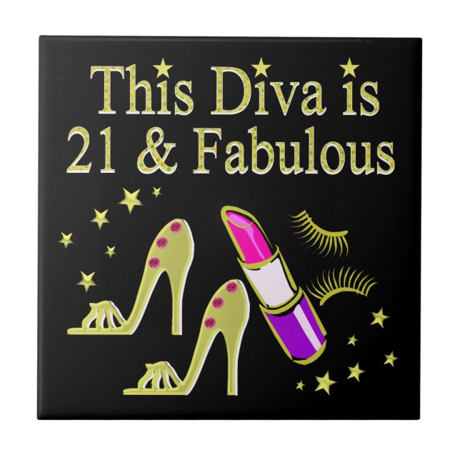 GOLD 21 AND FABULOUS BIRTHDAY DESIGN TILE (Front)