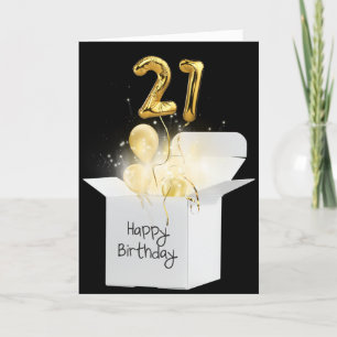 Gold 21st Birthday Balloons In White Box Card