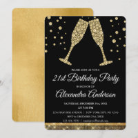 Gold 21st Birthday Party Diamond Champagne Glass