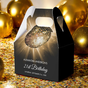 Gold 21st Birthday Party Gold Disco Ball Favour Box