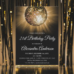 Gold 21st Birthday Party Gold Disco Ball Invitation<br><div class="desc">Gold Twenty First Birthday Party Gold Disco Ball Party Invitation. The Gold and Black 21st Birthday Party Invitation is perfect for a modern 21st Birthday Party.</div>