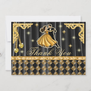 Gold 21st Birthday Thank You with Dancers  Card