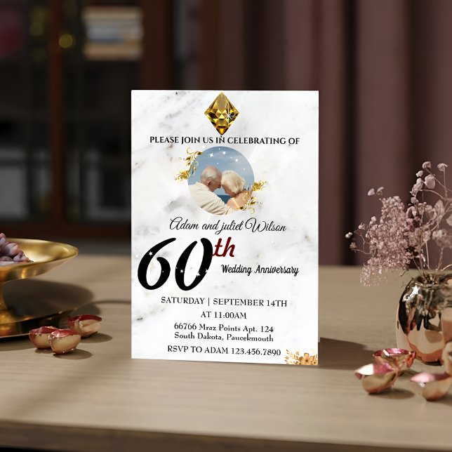 Gold 25th 40th 10th 75th 60th wedding anniversary invitation (Creator Uploaded)