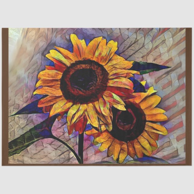 Gold 2 Glossy Sunflowers Elegant Collection Tissue Paper (Front)