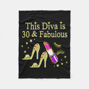 GOLD 30 AND FABULOUS 30TH BIRTHDAY DESIGN FLEECE BLANKET
