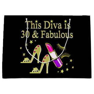 GOLD 30 AND FABULOUS 30TH BIRTHDAY DESIGN LARGE GIFT BAG
