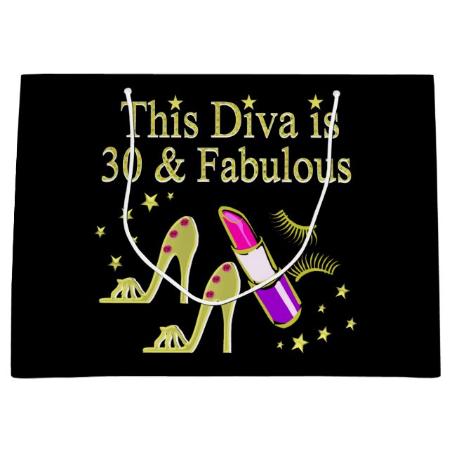 GOLD 30 AND FABULOUS 30TH BIRTHDAY DESIGN LARGE GIFT BAG (Front)