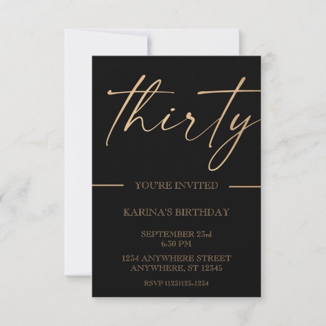 Gold 30th Birthday Invitation (Front)