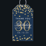 Gold 30th Birthday Thank You Confetti Navy Blue Gift Tags<br><div class="desc">"Thank You" gift tag / favour tag - Elegant 30th Birthday Gold Faux Glitter Confetti Navy Blue template.</div>