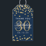 Gold 30th Birthday Thank You Confetti Navy Blue Gift Tags<br><div class="desc">"Thank You" gift tag / favour tag - Elegant 30th Birthday Gold Faux Glitter Confetti Navy Blue template.</div>