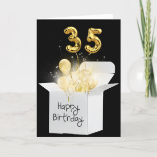 Gold 35th Birthday Balloons In White Box Card