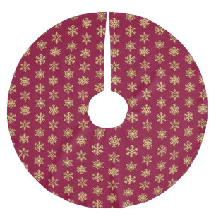 Gold 3-d snowflakes, Customisable Background Brushed Polyester Tree Skirt
