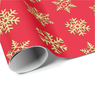 Gold 3-d snowflakes, Customisable Background Wrapping Paper